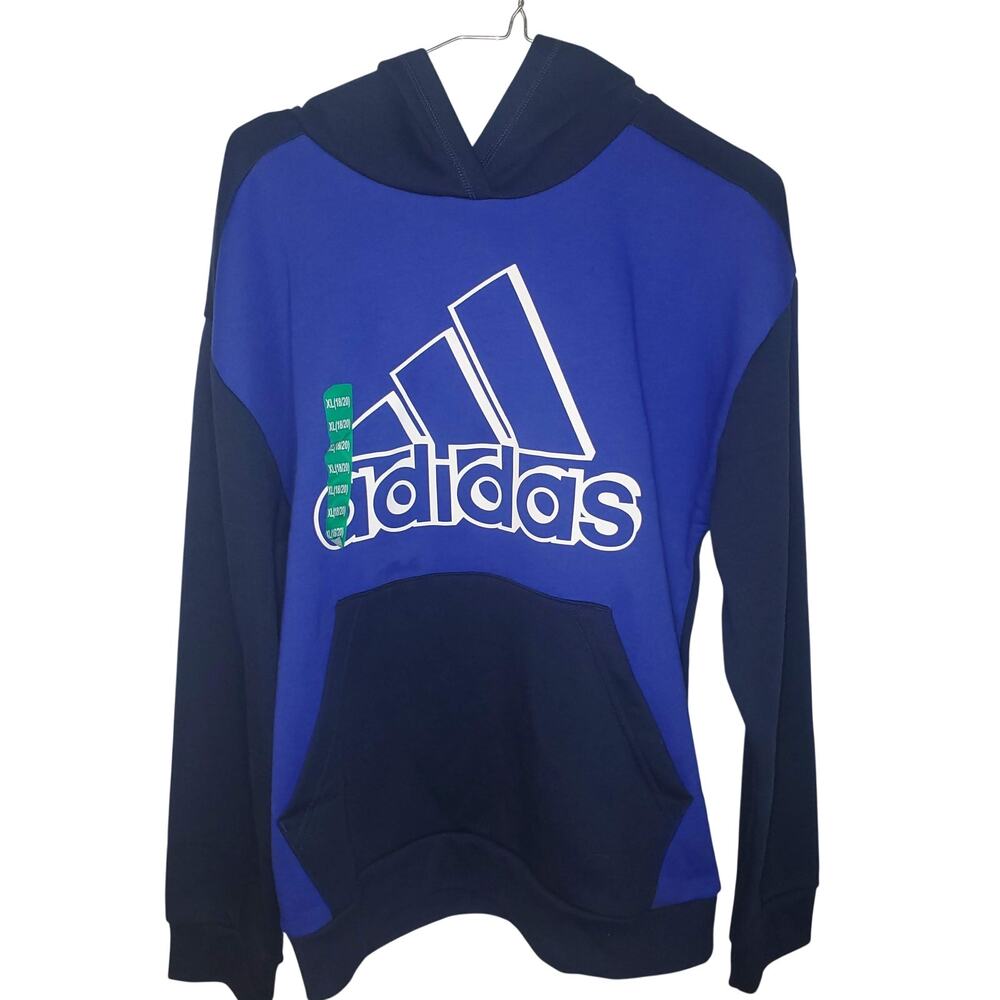 NEW Adidas Boys Youth Pull-Over Hoodie Kangaroo Pocket XL 18/20 Royal Blue FLAW